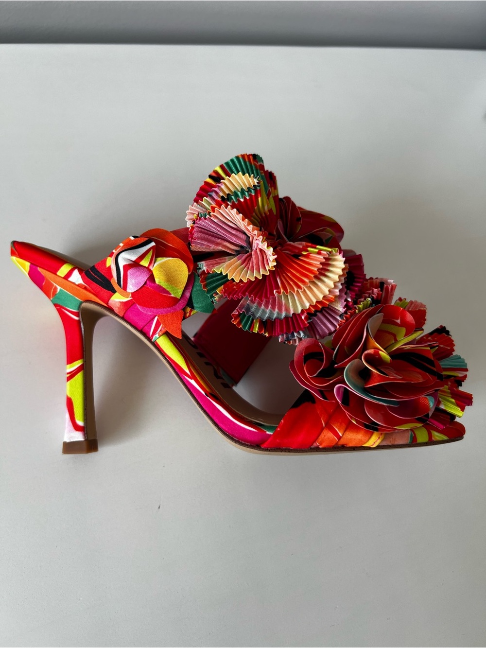 Ganni Red Multicolor Floral Heeled Sandals - Picture 2 of 9